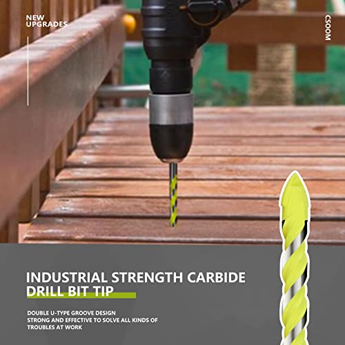 Masonry Drill Bit Set & Concrete Drill Bit 11Piece,Chrome Plated With Industrial Strength Carbide Tip,For Tile,Glass.brick,Wall,Acrylic,Plastic,Wood,Aluminum Alloy,Thin Iron Plate,Concrete By Csoom #TOP4