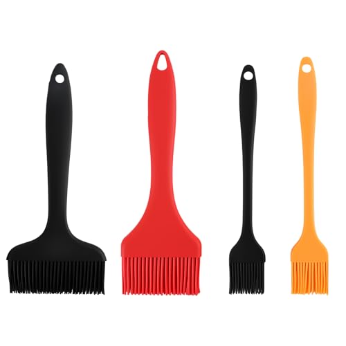 4PCS Pennello da Cucina, per Cottura e Pasticceria, Pennello da Cucina in Silicone Resistente al Calore per Spennellare Oli Salse Marinature e Preparazioni