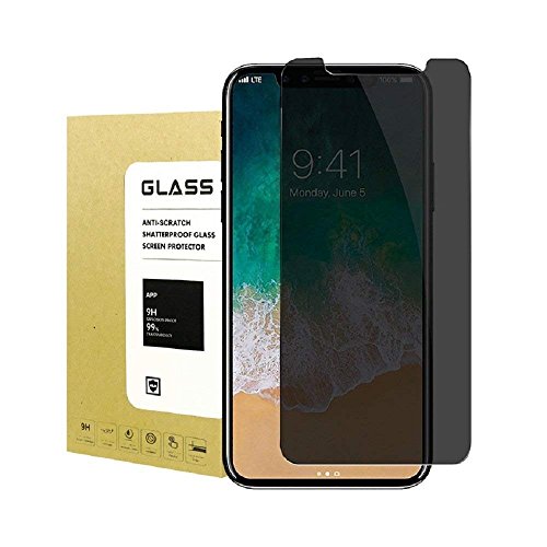 [2Pack] for iPhone X Privacy Anti-Spy Tempered Glass Screen Protector Full Coverage,maxdemo[9H Hardness][3D Touch][Anti-Scratch][Bubble Free] Tempered Glass Screen Protector for iPhone X 10