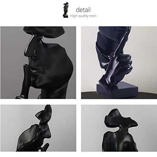 Eguoer Silence Is Golden,Thinker Statue,Keep Silence Statue,Creative Abstract Men Figurine Sculptures,Office Home Decor Figurine Gift-Black #TOP5