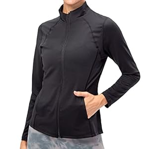 TERODACO Full Zip Running Jackets Women Hoodies Long Sleeve Sports Tops with Pockets Ladies Gym Tops for Fitness Training Cycling Breathable Lightweight Quick Dry