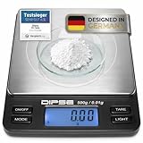 Dipse Digitale Laborwaage TP-500 x 0,01 - Feinwaage mit 0,01g genauer Auflösung Digitalwaage bis 500g / 0,5 kg Wägebereich 500 x 0,01g, Farbe Schwarz