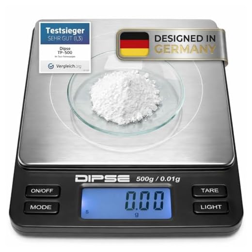 Dipse Digitale laboratoriumweegschaal TP-500 x 0,01 - precisieweegschaal met 0,01 g nauwkeurige resolutie, digitale weegschaal tot 500 g / 0,5 kg weegbereik 500 x 0,01 g, kleur zwart