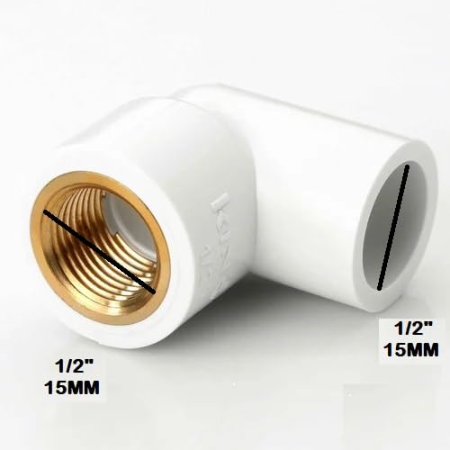UPVC (Code 3924) 1/2 Inch X 1/2 Inch / 15MM X 15MM Brass Elbow 90 Degree Pipe Fitting Coupling Bend Pipe Connector Adapter Pack of 2 Amazon.in: Industrial & Scientific 7 Product Image