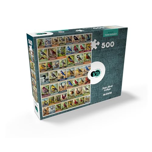 MyPuzzle State Birds Series: 50 State Birds Collage, Vol.1 - Premium 500 Piece Jigsaw Puzzle for Adults by MyPuzzle.com - Image 2