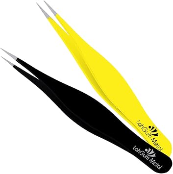 Super Sharp Pointed Tweezers Precision Fine Point Tip Ingrown Hair Removal Kit - Extra Thin Stainless Facial Hair Remover for Face