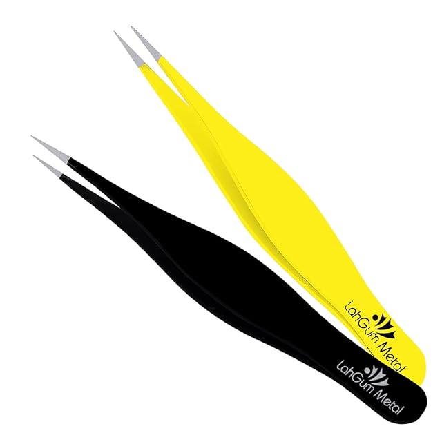 Super Sharp Pointed Tweezers Precision Fine Point Tip Ingrown Hair Removal Kit - Extra Thin Stainless Facial Hair
