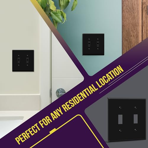 ENERLITES Double Toggle Switch Cover, Two Gang Light Switch Wall Plate, Standard Size 2-Gang 4.5" x 4.5", Unbreakable Polycarbonate Thermoplastic, UL Listed, 8812-BK, Black by ENERLITES - Image 5
