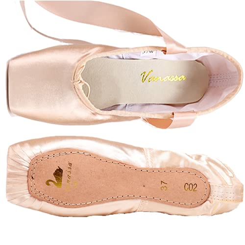 Nexete Professional Vanassa Ballet Dancing Pointe Shoes for Girl & Women (EU 34 / Little Kid 3) Pink - Thumbnail 3