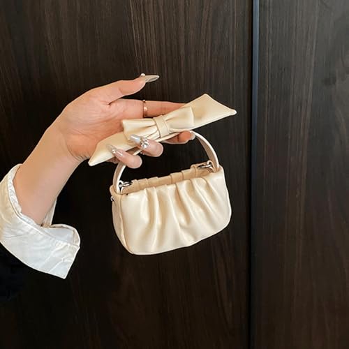 Bow Purse Ruched Crossbody Shoulder Bag Top Handle Bow Handbag Mini Cute Clutch Bag Zipper Trendy Gift Women3