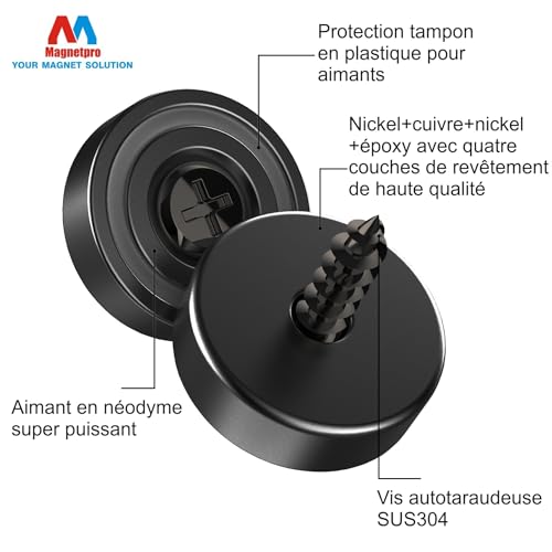Magnetpro 12 pièces Aimants en néodyme 10 KG force 20 x 7 mm avec trou – vue 2