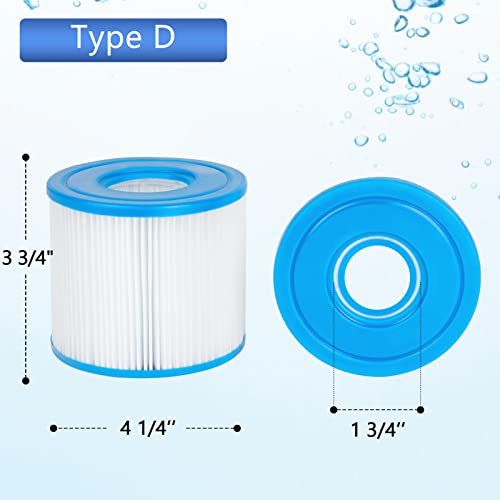 Juwo 6-Pack Type D Pool Filter Kit Replacement For Summer Waves 600 Gph Above Ground Pool Pump, Replace Type D #TOP2