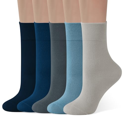 ANDERE ARTE Womens Viscose Bamboo Crew Socks Casual Calf Dress Socks Soft Above Ankle Sock 5 Multicolor2 Size 10-13