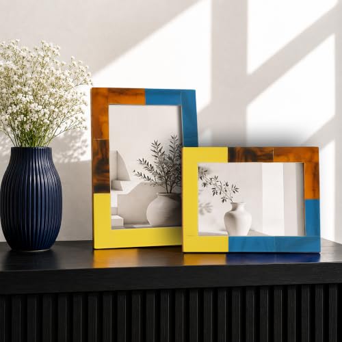 Image of Handicrafts Home 4x6 Picture Frames Pack of 2 - Mondrian Collection Handcrafted Photo Frames, Perfect for Wall & Tabletop Display, Ideal Home Decor Gift