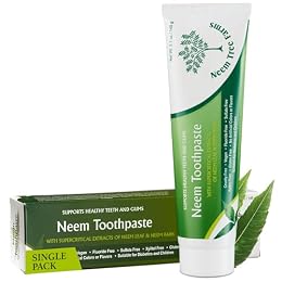Neem Fluoride Free Toothpaste - Adult and Children Friendly - 100% Vegan Natural Toothpaste, Gluten Free, No Artificial Ingredients - Supports Daily Gum Care - with Clove & Stevia, 5 oz