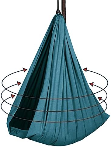 YAWEDA Indoor Swing For Adults With Autism Sensory Swing For Adults Indoor Outdoor Adjustable Hammock For Children Load-Bearing 200kg With Autism ADHD (Color : Blue, Size : 100x280CM/39x110in)