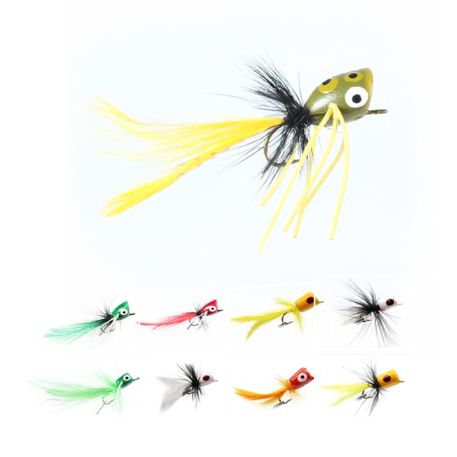 Generic Fly Bait Nesting Box Fly Fishing Bass Popper Fly Fishig Lure 9pcs Handmade biomimetic Insects Fly Hook Insect Tying Set Panfish Bait Bugs Trout Bobber Lure Bluegill Salmon Fly Hook Insect