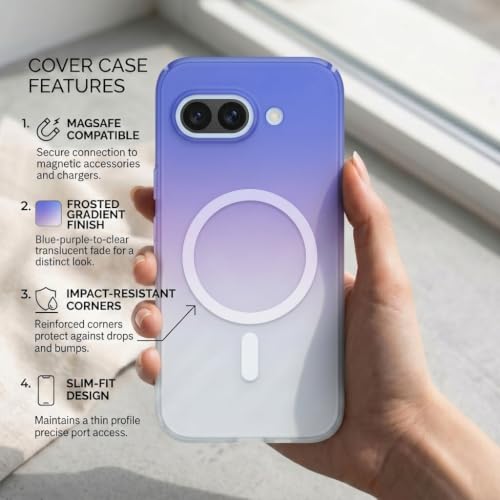 Image of amazon basics Paper Luxury Thin Case Cover for Google Pixel 9A | Matte Finish | Gradient Case, Shaded Color | Compatible with magsafe | (Pink White, Google Pixel 9A)