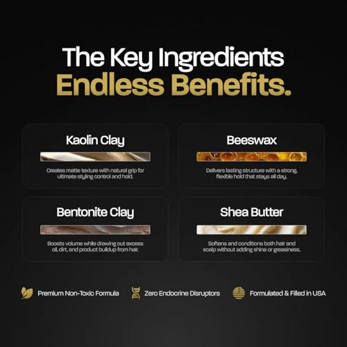 image for BASED BODYWORKS BASED Hair Clay for Men, Premium Hair Clay with Strong