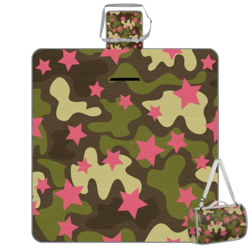 Shimoshe Picnic Blankets 57”x 59”, Pentagram Pattern Waterproof Sandproof Picnic Mat Lightweight Foldable Beach Blanket for Camping Park Grass Beach Outdoor Blanket