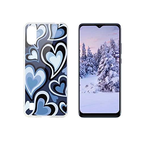 Designed For Zte Blade A5 2020/A51 Lite Heart Case, Blue Love Hearts Coffee Latte Swirls Valentines Graphic For Zte Case Women Girls, Soft Tpu Case For Zte #TOP23