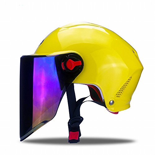 Casque de moto de quatre saisons avec visière anti-UV pour l'été jaune