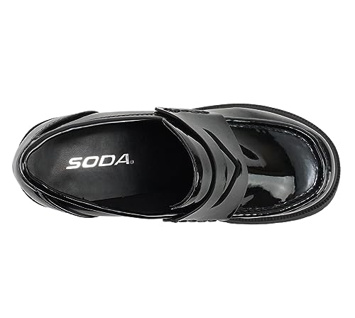 Soda “AMP” ~ Women Round Toe Slip-On Lug Sole High Heel Penny Loafer Shoe (Black Patent, us_Footwear_Size_System, Adult, Women, Numeric, Medium, Numeric_6_Point_5) by Soda - Image 5