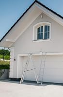 DRABEST - Home - Aluminium-Leiter - 3x9 Sprossen - Max. 4,54 m lang - Max. Arbeitshöhe 5,47 m - bis 150 kg - 3-teilig - Mehrzweck-, Steh-, Auszieh- Klappleiter - rutschfest - Verstellbar – Ansicht 6