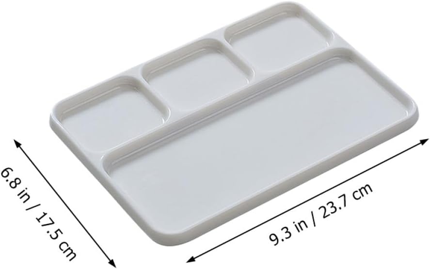 FRCOLOR Melamine Four-compartment Sauce Dish Dipping Sauce Grid Plate White Bbq Seasoning Plate for Dry and Wet Condiment Serving Side Dish