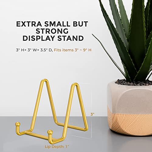 Tr-Life 4 Pack 3 Inch Plate Stands For Display - Plate Holder Display Stand + Metal Frame Holder Stand For Picture, Decorative Plate, Photo Easel, Tabletop Art (Gold 4 Pack) #TOP2