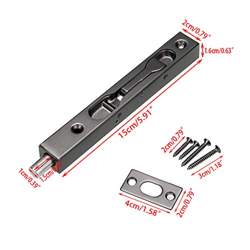 Sumnacon 2Pcs 6 Inch Door Bolts - Stainless Steel Concealed Security French Door Locks With Hardwares, Metal Flush Latch Bolts For Composite Wood Double Dummy Door, Black #TOP3