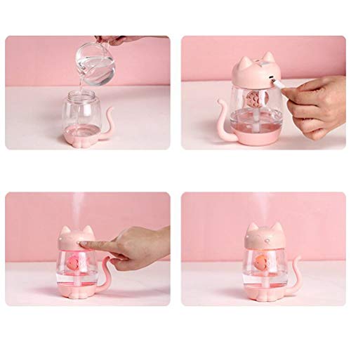 VOSAREA Usb Cat Air Humidifier Mini Humidifier Essential Oil Diffuser Purifier Led Light Fan for Home Office Car - Image 4