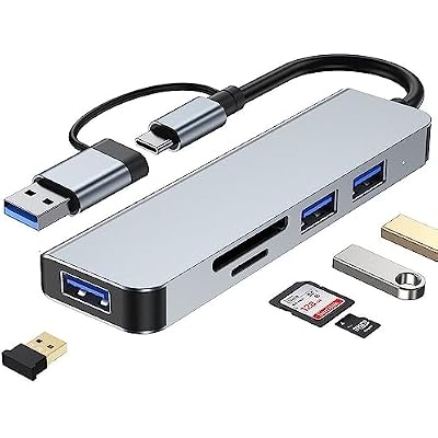 VIENON 5 in 1 Aluminum USB-C Hub with Memory Card Reader and 3 USB 3.0 Ports, for PC, Laptops, MacBook Pro/Air, iMac Pro, Surface and Tablet