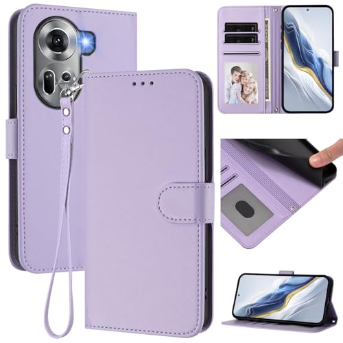Pzwoxukhov Compatible with Oppo Reno 11 Case Cover,Compatible with Oppo Reno 11 Phone Case,Solid Color flip Shockproof Case Cover Purple