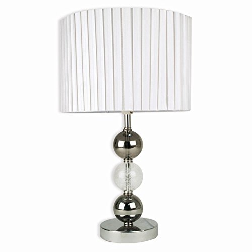 Image of Elegant Glass Ball Table Lamp with Chrome metal base 3 Glass Balls-WHITE