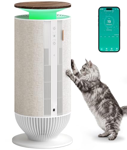 Petbobi Air Purifiers for Home Pets - Air Purifier for Large Room up to 3600 ft², H13 + H11 HEPA for Pet Odors & Hair Dander, 360° Airflow Air Cleaner with PM2.5 Monitor, App Control, Auto Mode