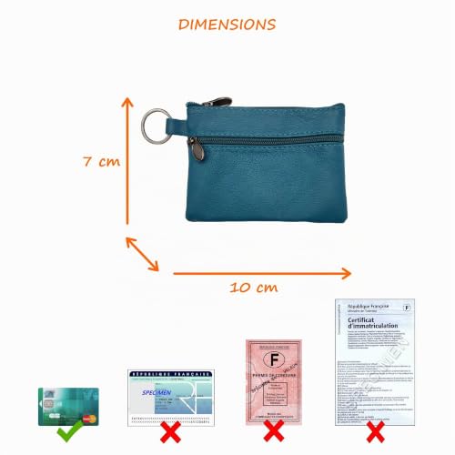 LOLUNA® Petit Porte-Monnaie Cuir véritable Pratique - Carte bancaire - Clé - Compact Plat pour Homme et Femme Plusieurs Couleur (Bleu Canard) – vue 3