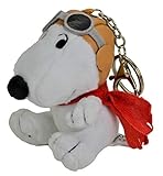 T.E.D. Peanuts Snoopy Flying Ace Soft Plush Key Chain Keychain Ring-Bag Backpack Clip Charm 4' H....