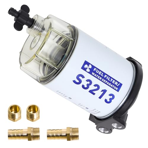 S3213 Fuel Water Separator Filter Assembly Compatible with Marine Outboard Motor Mercury Yamaha Racor Sierra Engine Boat 10 Micron, Replaces# 35-60494-1, S3213, 18-7932-1, 18-17928, 35-809097