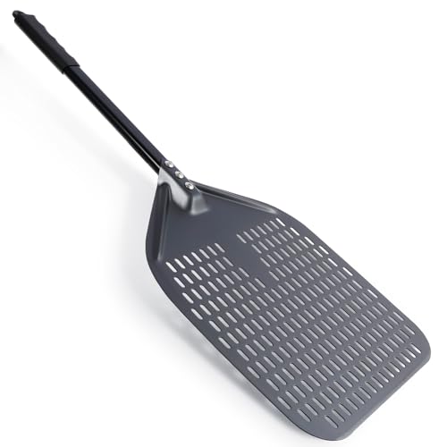 ZJRDYYK Perforated Pizza Peel, 12 Inches Aluminum Pizza Paddle, Nonstick Pizzas Turning Peel with Anti-Scald Handle, Heat Resistant Pizzas Spatula Paddle for Oven Baking Homemade Bread