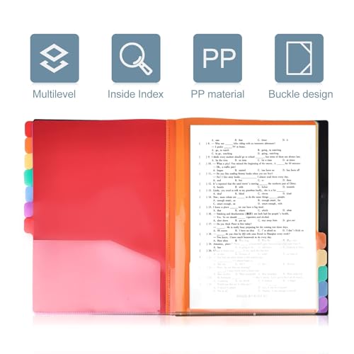BAIFULAI Dokumentenmappe A4: Tragbar Fächermappe A4 mit 12 Fächern, Mappen Ordnersystem, PP Kunststoff Ordnungsmappe Pultordner mit Gummizug, Wasserdicht, für Schule Bürobedarf