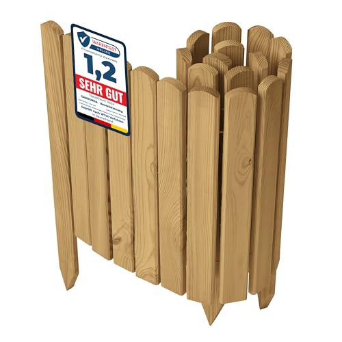 Garronda Bordura de Jardín de Madera 100 x 40 cm Cerca Baja para Flores Parterre Aiuola Valla Decorativa para Jardines Exteriores Borde de Plantas Fácil Instalación GD-0148 Marrón claro