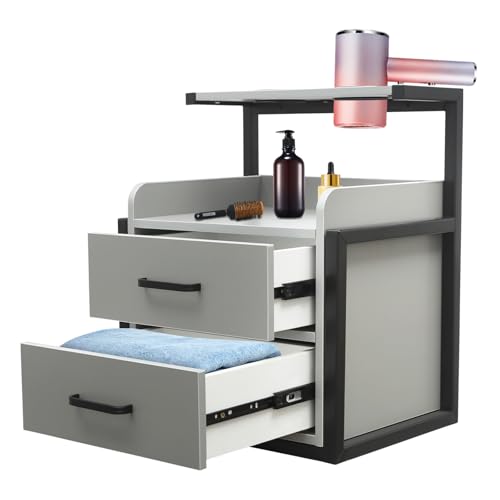 NadineDutol Aide au salon murale | Table de commande | Armoire de salon | Table de coiffeur | Armoire à outils pour spas, magasins de coiffure, vestiaires, salles de bain (noir et gris)