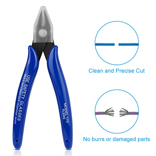 Ainiv 1PC Micro Wire Cutter, Spring-Loaded Side Cutting Pliers Flush Cutters, Precision Diagonal Cutting Pliers in CRV Steel, Wire Snips for Electrical, Homes, Craft, Jewellery, 3D Print Models-Blue 6 Ainiv 1PC Micro Wire Cutter, Spring-Loaded Side Cutting Pliers Flush Cutters, Precision Diagonal Cutting Pliers in CRV Steel, Wire Snips for Electrical, Homes, Craft, Jewellery, 3D Print Models-Blue - Image 6