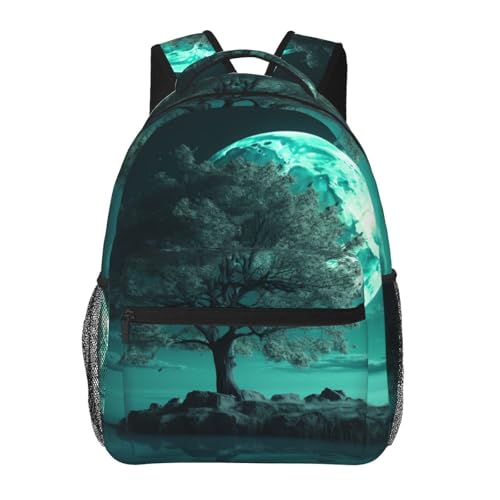 Sac à dos ordinateur portable au motif poétique arbre bleu sarcelle pour un quotidien serein