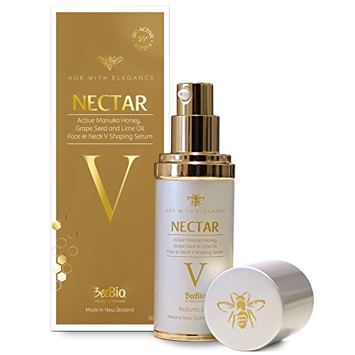 Nectar V Facial Serum 1oz w/Active UMF 16+ NZ Manuka Honey - Lift, Tighten & Firm Face & Neck Naturally - BeeBio New Zealand