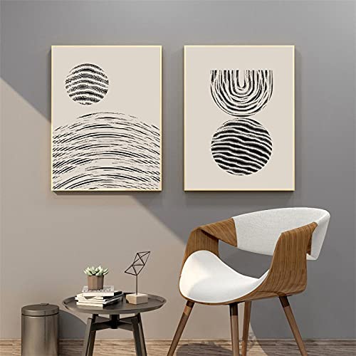 Affiche géométrique abstraite moderne beige salon déco murale x2