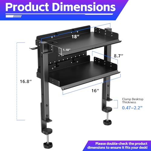 Metal Clamp On Desk Shelf,Storage Shelves with Pegboard and Pencil H…