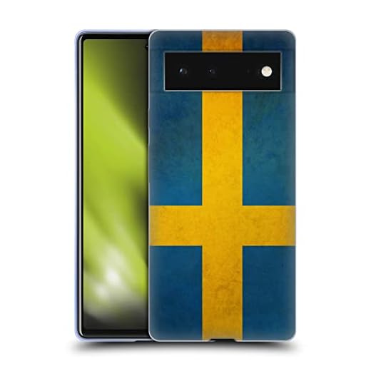 Head Case Designs Sverige Svenska Vintage Flaggor Mjuk Gel Fodral Kompatibelt med Google Pixel 6
