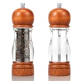 XYTZHSAI 2Pcs Grinding Bottle Wood Acrylic Ceramic Core Grinder Adjustable Thick Thin Spice Grinder Flexible Easy to Use Grinding Bottle Easy to Store Spice Grinder Suitable for Kitchens